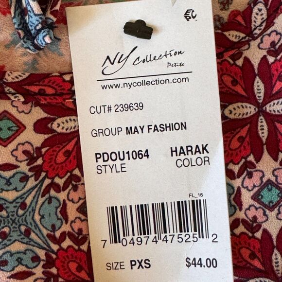 NY Collection Petite Blouse Women Floral Paisley Boho size Petite XS - Picture 5 of 11